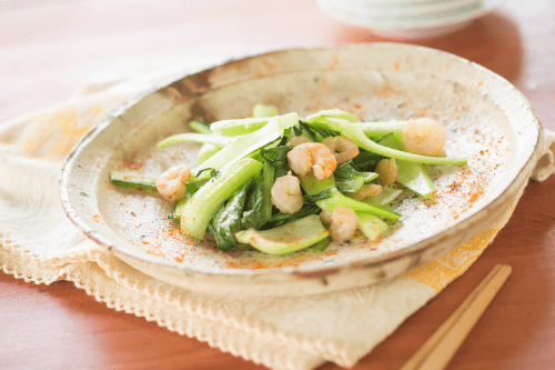 【糖質制限レシピ】海老とチンゲンサイの中華風